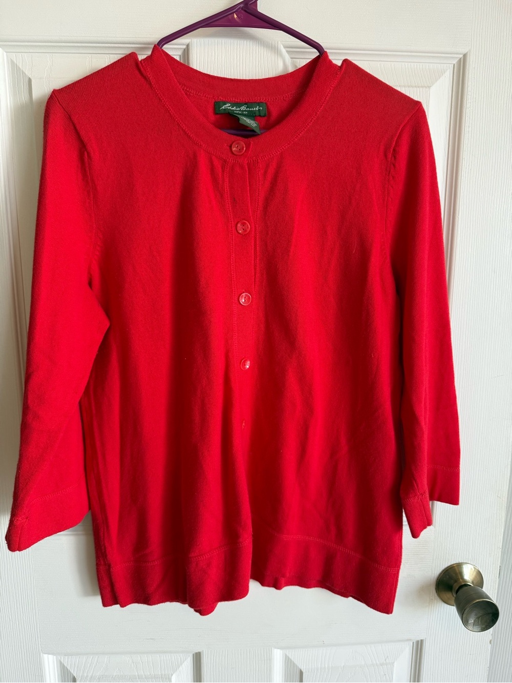 Eddie Bauer Bright Red Button-Up Women's Cardigan M